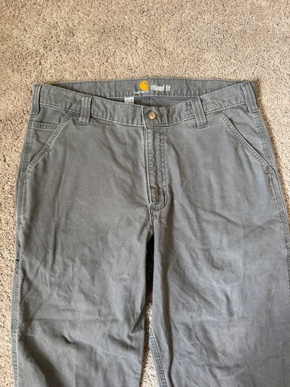 Carhartt Men’s Charcoal Cargo Work Pants relaxed fit - cropped - Picture 8 of 12